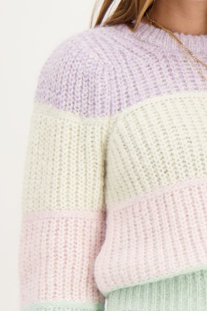 Multicoloured knit sweater pastel