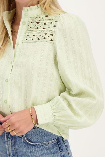 Green blouse with flower tapes