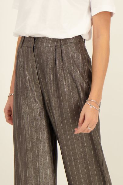 Grijze metallic pinstripe pantalon