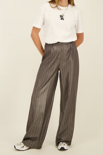 Grijze metallic pinstripe pantalon