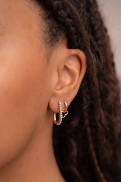 Rechteckige Ohrhänger mit Perlen 