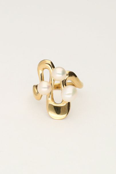 Ring organic shape with three pearls | My Jewellery