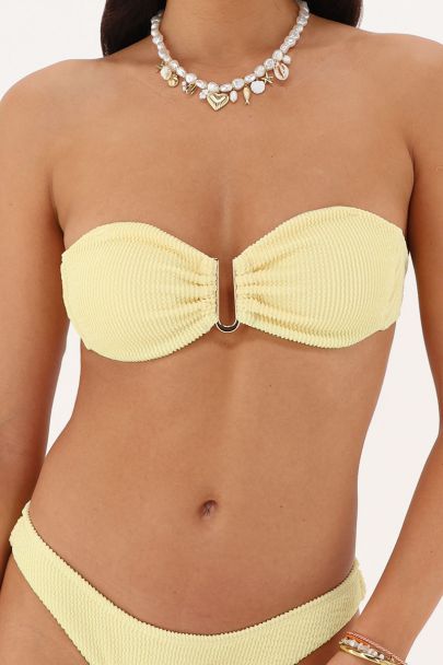 Haut de maillot de bain bandeau jaune texture côtelée