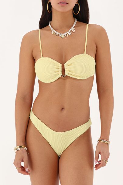 Haut de maillot de bain bandeau jaune texture côtelée
