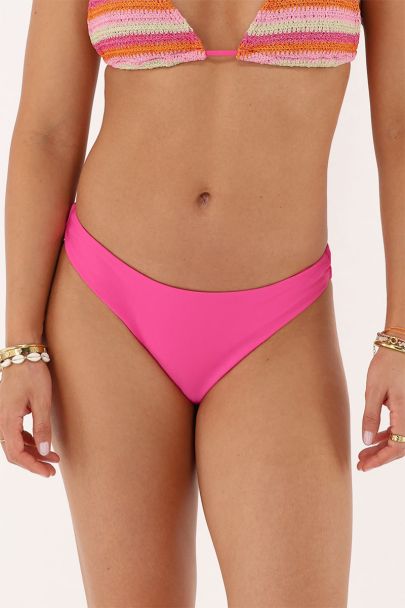 Bas de maillot de bain échancré rose 