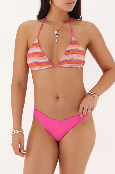 Bas de maillot de bain échancré rose 