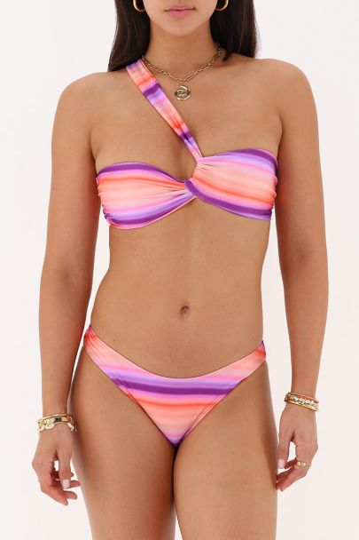 Haut de maillot de bain asymétrique rose dégradé 