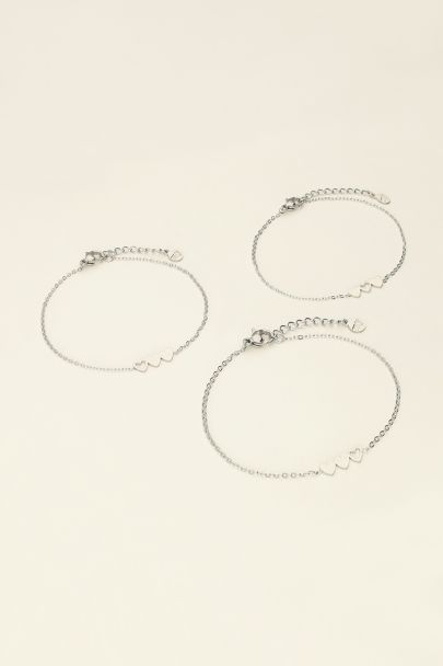 Set de 3 bracelets mère-enfants à coeur