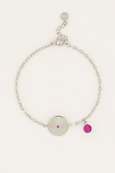 MOOD bracelet with charm & pink stone