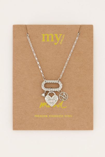 MOOD ketting met hart & transparante steen