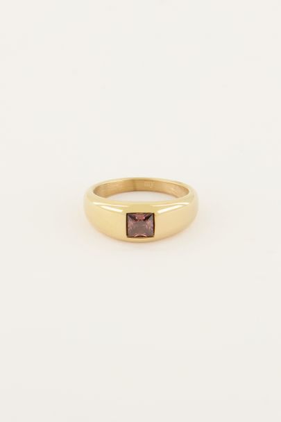 Bague MOOD avec pierre rose carrée | My Jewellery