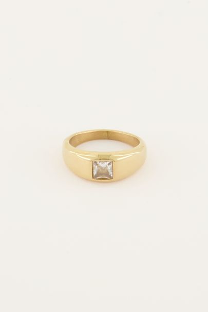 MOOD ring met vierkante transparante steen | My Jewellery