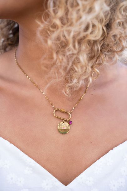 Collier MOOD avec charm et pierre rose