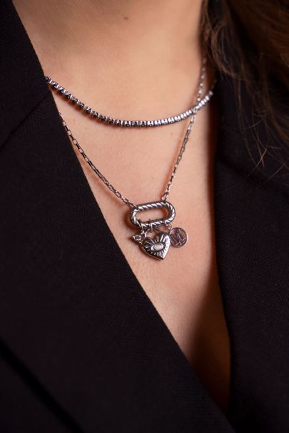 MOOD ketting met hart & transparante steen