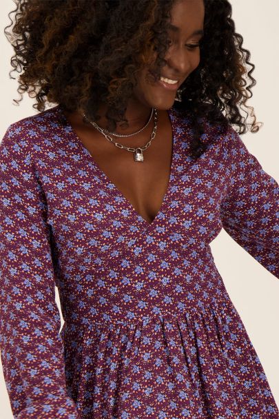 Multi kleur jurk met bloemenprint & lange mouwen