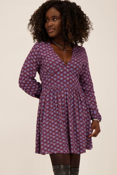 Multi kleur jurk met bloemenprint & lange mouwen
