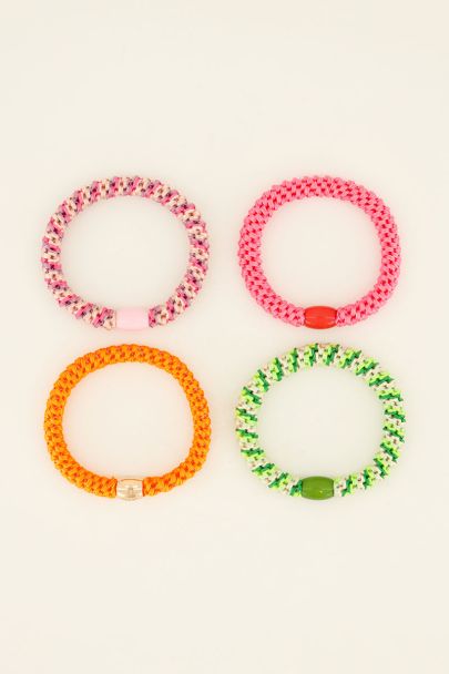 Set of four bright elastic hair bands  | My Jewellery