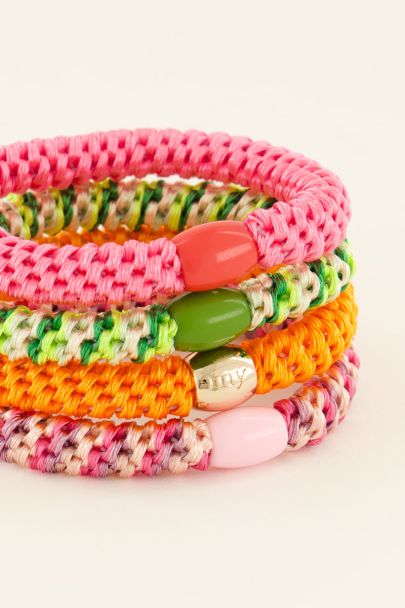 Set of four bright elastic hair bands 