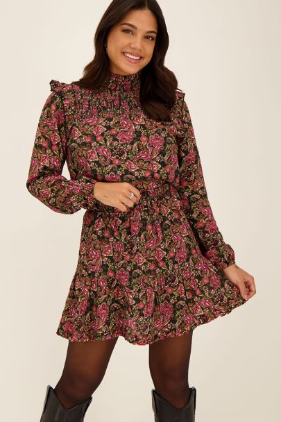 Zwarte rok met gekleurde paisley print 