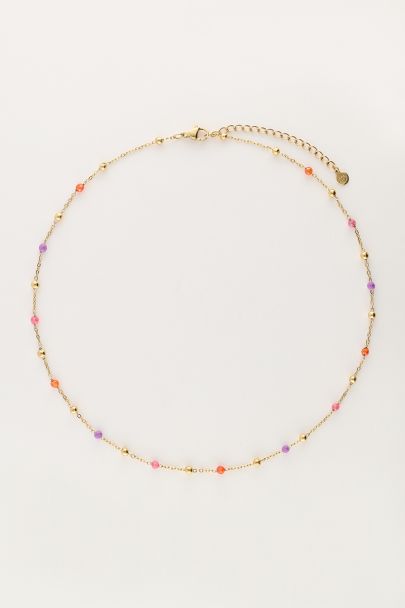 Necklace with pink and purple beads