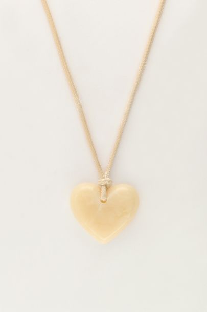 Ocean beige koord ketting met hart