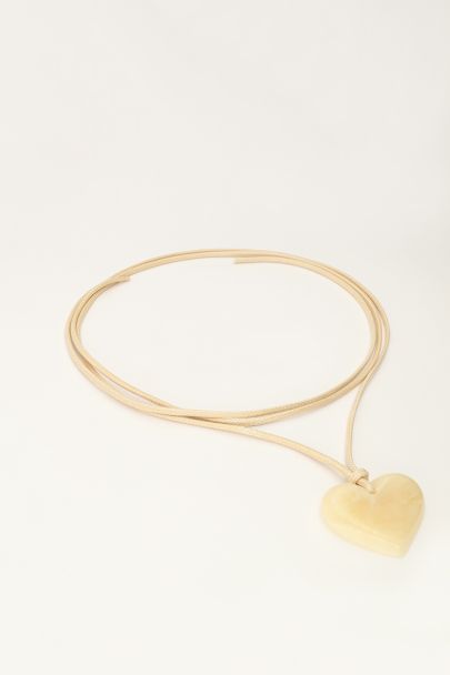 Ocean beige koord ketting met hart