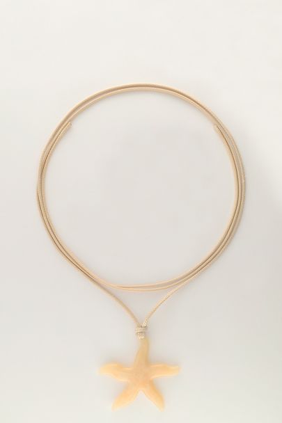 Collier Océan en corde avec étoile de mer beige 