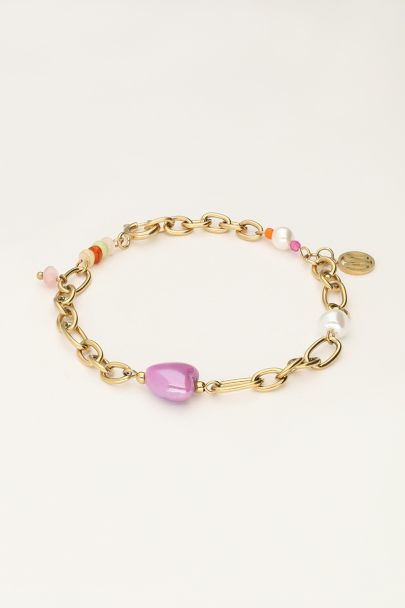Ocean beaded bracelet with heart charm