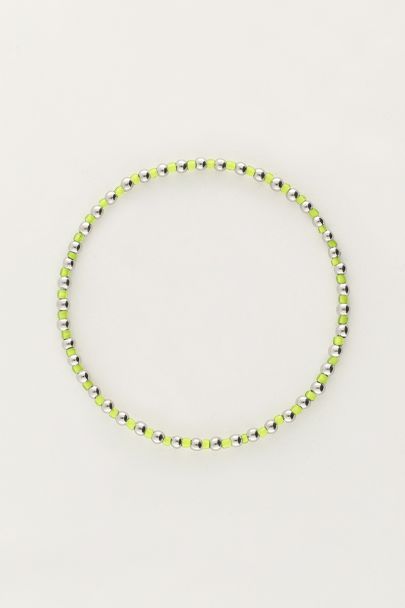 Ocean elastieken armband en kraaltjes lime