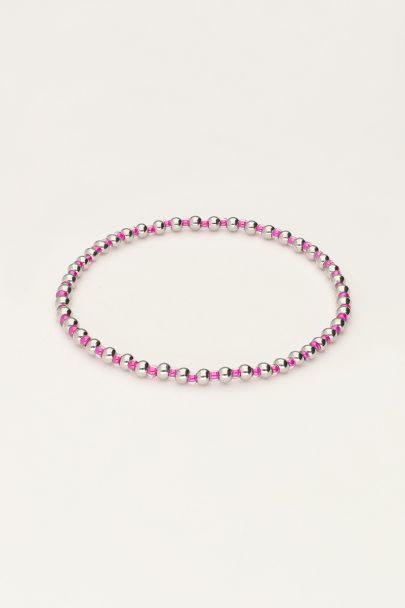 Ocean elastic bracelet with pink beads
