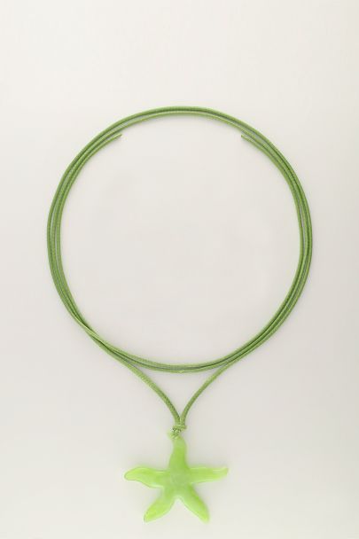 Collier Océan en corde avec étoile de mer verte 
