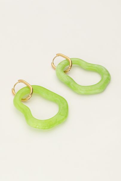 Ocean green hoop earrings organic shape large