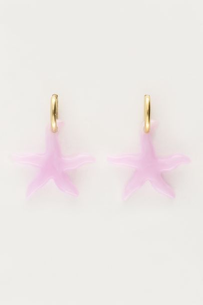 Ocean hoop earrings with small starfish lilac | My Jewellery