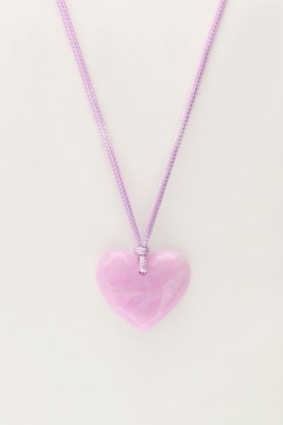 Collier Océan en corde avec coeur lilas 