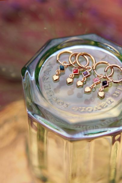One piece earring Red Jade & heart