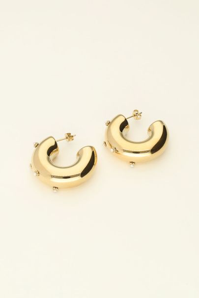 Open hoop earrings with flower and pearl | My Jewellery