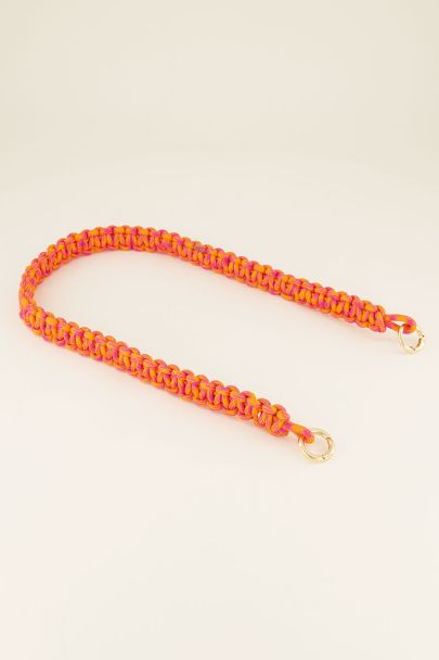 Pink orange woven bag strap
