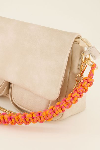 Pink & orange woven bag strap