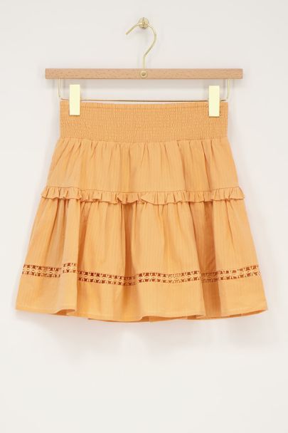 Oranje mini rok met ruffle