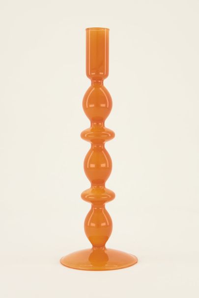 Oranje glazen kandelaar met terugkerende bolling | My Jewellery