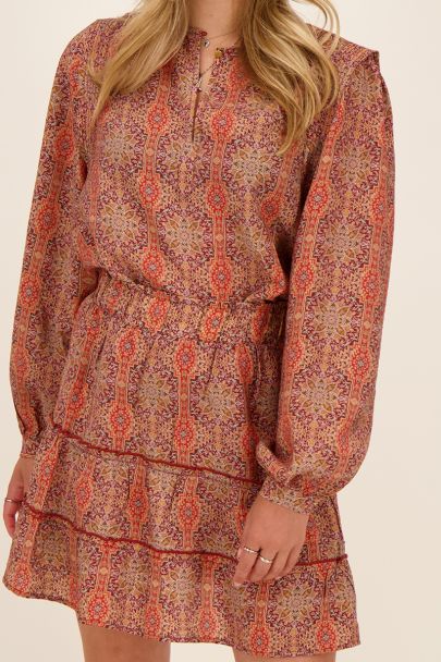Oranje blouse met oriental print