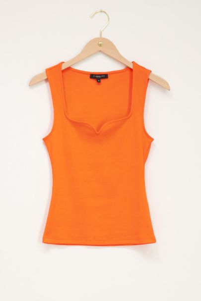 Oranje hartvormige halslijn top