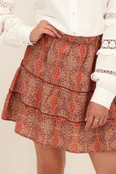 Orange oriental print skirt