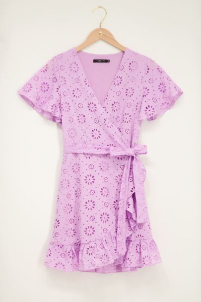 Lilac wrap dress with embroidery