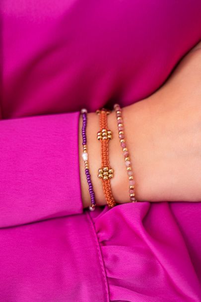 Purple and orange beaded bracelet set