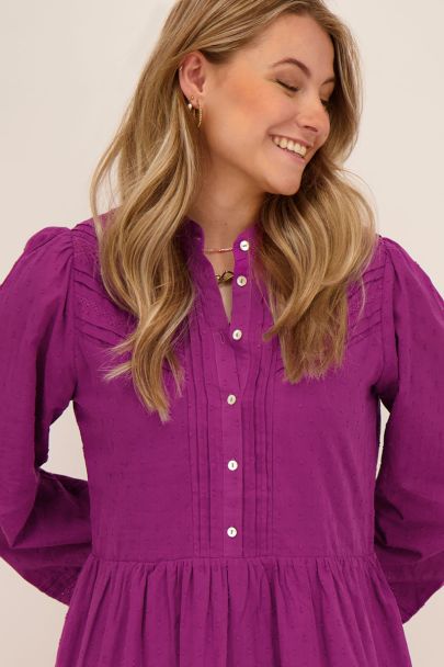 Purple polka dot shirt dress