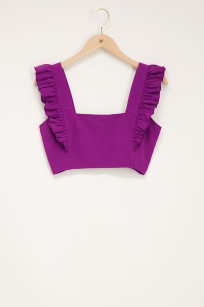 Paarse cropped top met ruffles