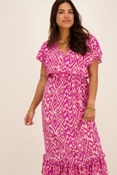 Paarse maxi jurk met ikat print