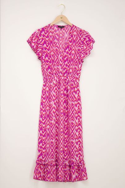 Paarse maxi jurk met ikat print