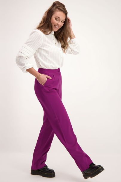 Purple satin look trousers